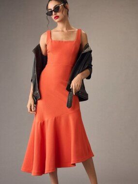 The Ariana Square-Neck Asymmetrical Ruffle-Hem Dress